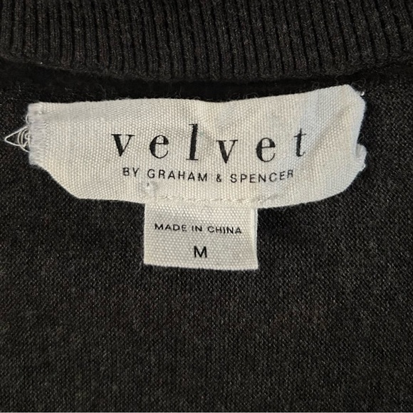 Velvet Graham Spencer Gray 100% Cotton Sheer Turtleneck Long Sleeve Sweater sz M - Picture 6 of 10